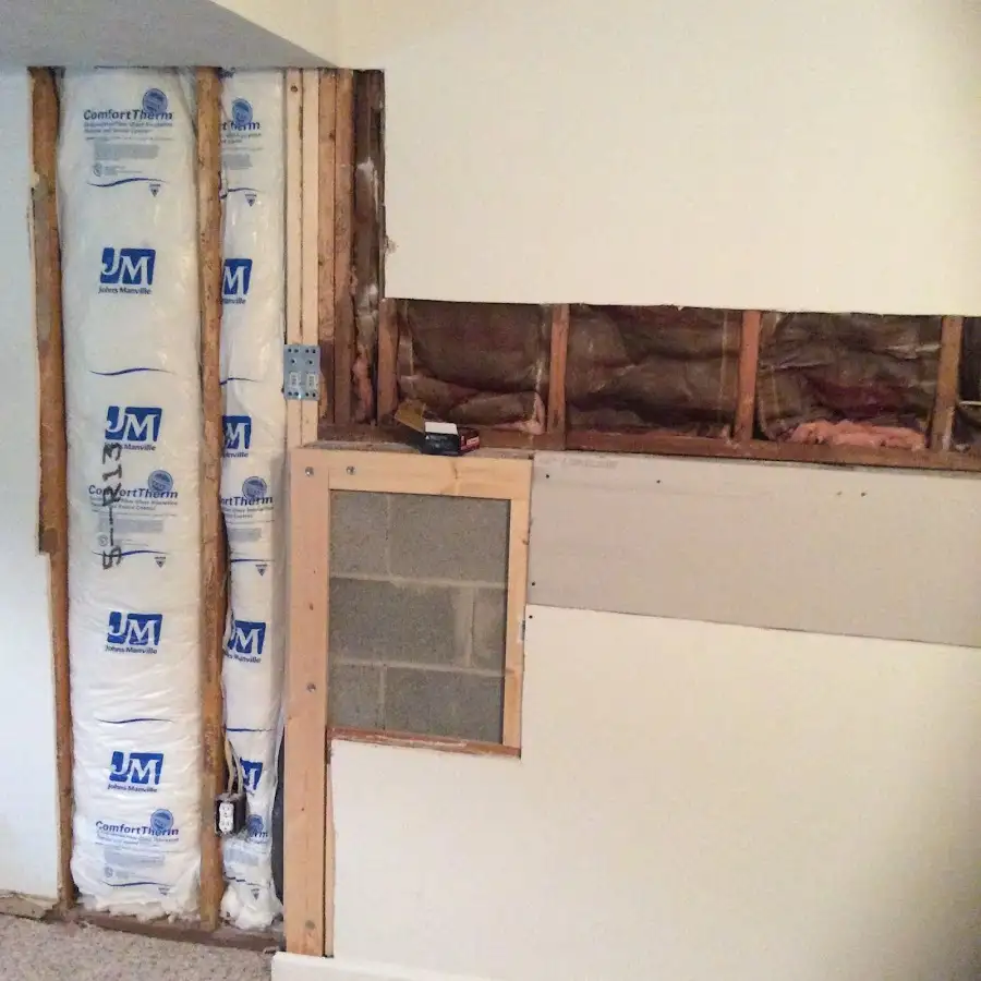 Wall insulation replacement during Basement Flood Cleanup in Dundalk
